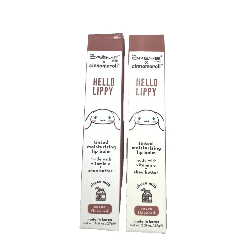 New-The Creme Shop Cinnamoroll Hello Lippy Tinted Lip‎ Balm Choco Milk x 2
